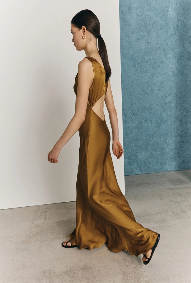 Ada Satin Maxi Dress Olive 4 Ada Satin Maxi Dress Olive - Image 2