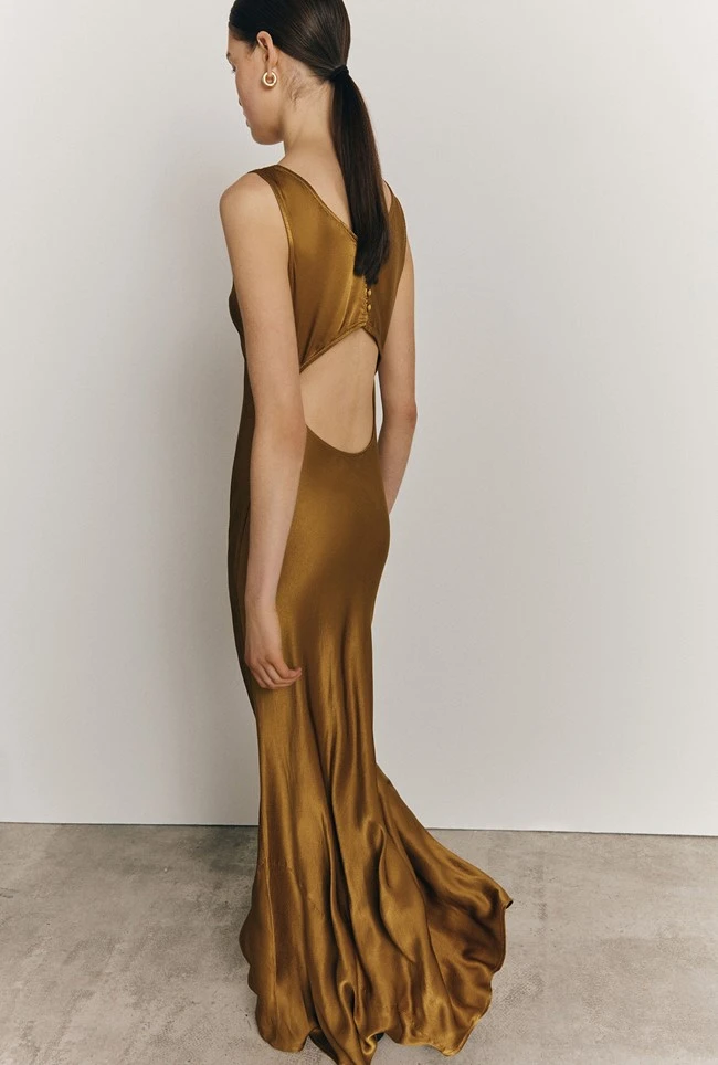 Ada Satin Maxi Dress Olive 6 Ada Satin Maxi Dress Olive - Image 4