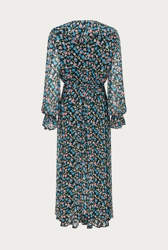 Su Georgette Midi Dress Black Heart Print 8 Su Georgette Midi Dress Black Heart Print - Image 6