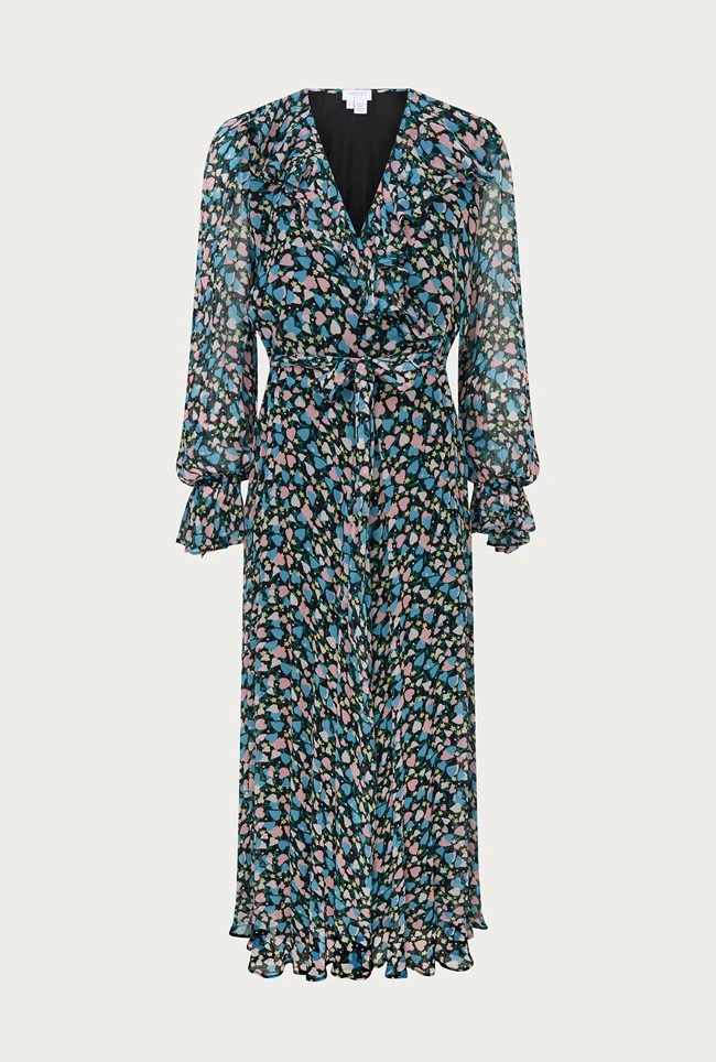 Su Georgette Midi Dress Black Heart Print 7 Su Georgette Midi Dress Black Heart Print - Image 5