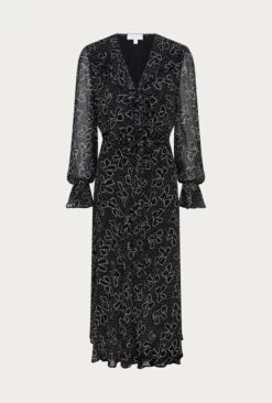 Su Georgette Maxi Dress Black Velvet Bows 12 Su Georgette Maxi Dress Black Velvet Bows -Ghost Fashion Store D06G001A Z27 26472 650px 964px