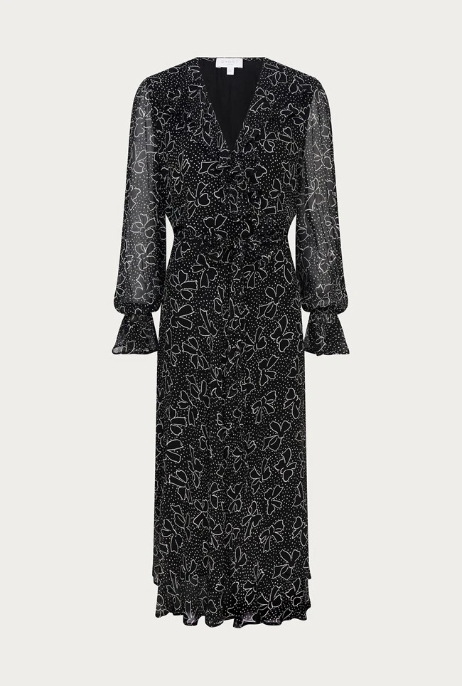 Su Georgette Maxi Dress Black Velvet Bows 7 Su Georgette Maxi Dress Black Velvet Bows - Image 5