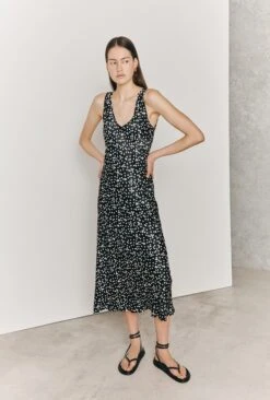Palm Black Spot Slip Midi Dress Black Spot -Ghost Fashion Store D06G005 Z14 27080 650px 964px