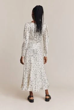 Rosaleen Satin Midi Dress Afterglow Spot -Ghost Fashion Store D06G006 Z15 27197 650px 964px