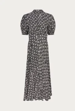 Luella Crepe Midi Dress Black Shadow Daisy 12 Luella Crepe Midi Dress Black Shadow Daisy -Ghost Fashion Store D06G010A Z35 26607 650px 964px