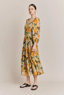 Pandora Georgette Midi Dress Green Hydrangea -Ghost Fashion Store D06G015A Z21 27411 650px 964px