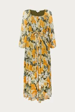 Pandora Georgette Midi Dress Green Hydrangea -Ghost Fashion Store D06G015A Z21 27414 650px 964px