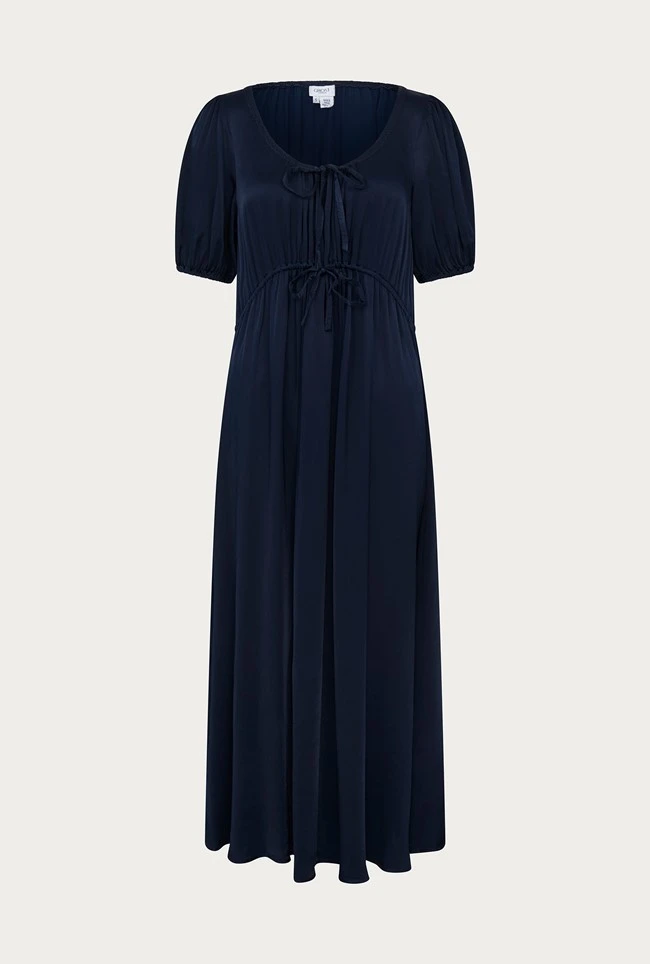 Morella Satin Midi Dress Navy 7 Morella Satin Midi Dress Navy - Image 5