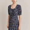 Becca Navy Floral Print Midi Dress Navy Floral -Ghost Fashion Store D06G028A Z31 27363 650px 964px