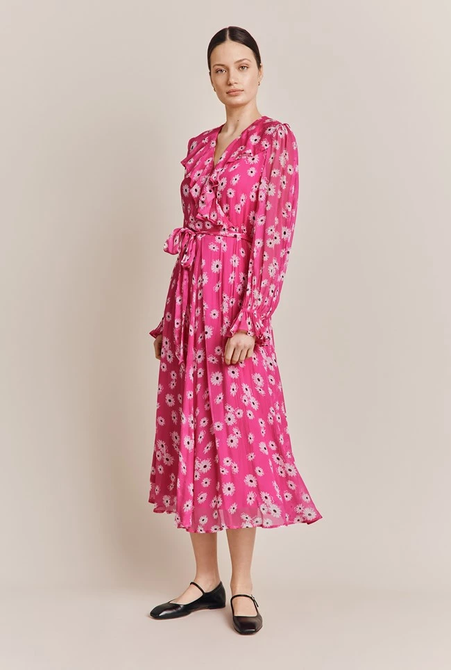 Su Georgette Midi Dress Pink Daisy 4 Su Georgette Midi Dress Pink Daisy - Image 2