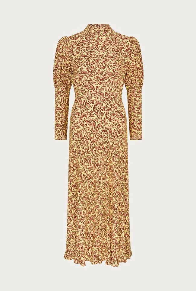 Lea Crepe Midi Dress Yellow Flowerpots 7 Lea Crepe Midi Dress Yellow Flowerpots - Image 5