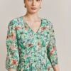 Margot Georgette Midi Dress Green Floral -Ghost Fashion Store D06G040A Z49 27475 650px 964px