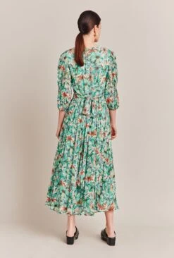 Margot Georgette Midi Dress Green Floral -Ghost Fashion Store D06G040A Z49 27476 650px 964px