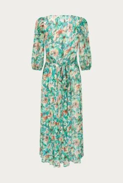 Margot Georgette Midi Dress Green Floral -Ghost Fashion Store D06G040A Z49 27478 650px 964px