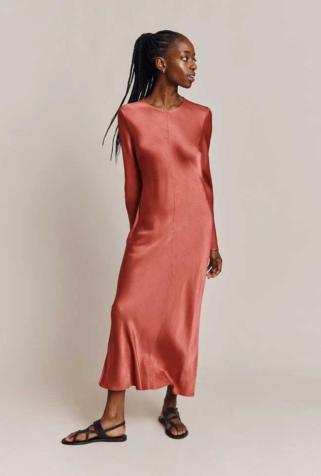 Mari Satin Midi Dress Burnt Sienna 7 Mari Satin Midi Dress Burnt Sienna - Image 5