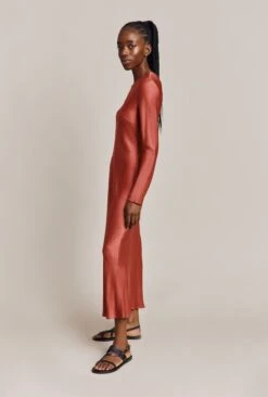 Mari Satin Midi Dress Burnt Sienna 17 Mari Satin Midi Dress Burnt Sienna -Ghost Fashion Store D06G041 G04 26849 650px 964px