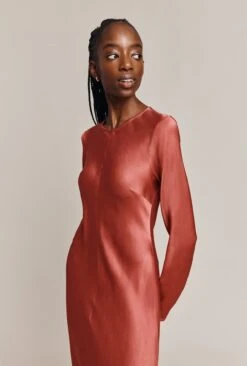 Mari Satin Midi Dress Burnt Sienna 19 Mari Satin Midi Dress Burnt Sienna -Ghost Fashion Store D06G041 G04 26850 650px 964px
