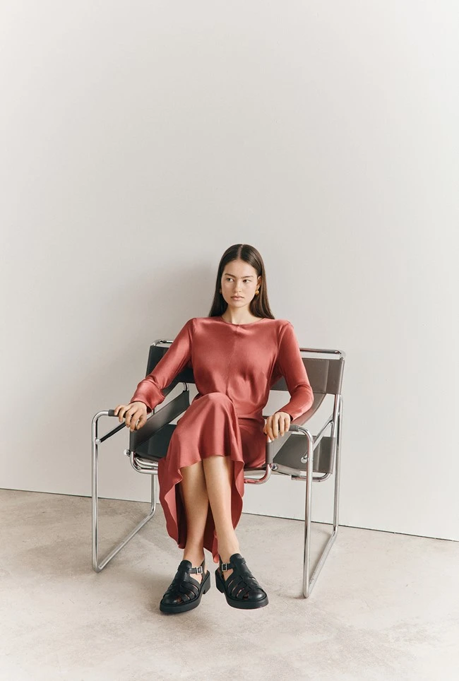 Mari Satin Midi Dress Burnt Sienna 6 Mari Satin Midi Dress Burnt Sienna - Image 4