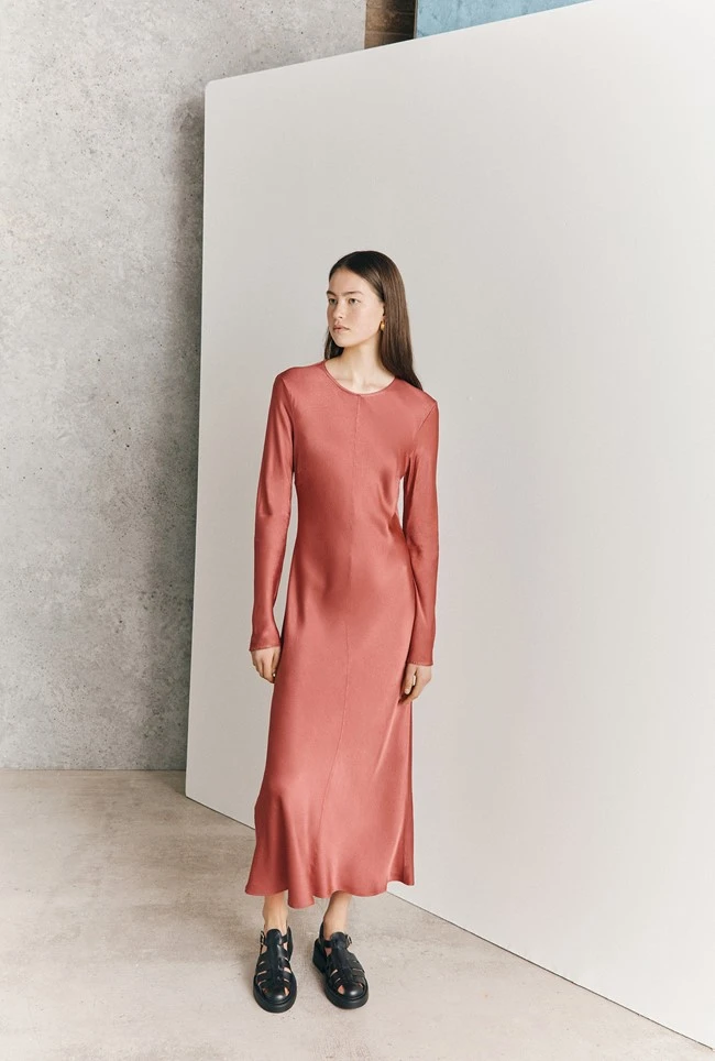 Mari Satin Midi Dress Burnt Sienna 4 Mari Satin Midi Dress Burnt Sienna - Image 2