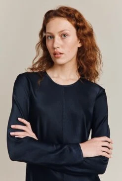 Mari Satin Midi Dress Navy 16 Mari Satin Midi Dress Navy -Ghost Fashion Store D06G041 K10 26837 650px 964px