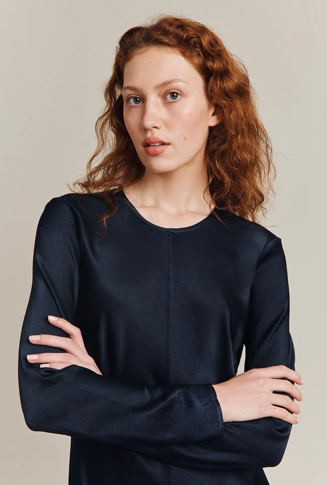 Mari Satin Midi Dress Navy 8 Mari Satin Midi Dress Navy - Image 6