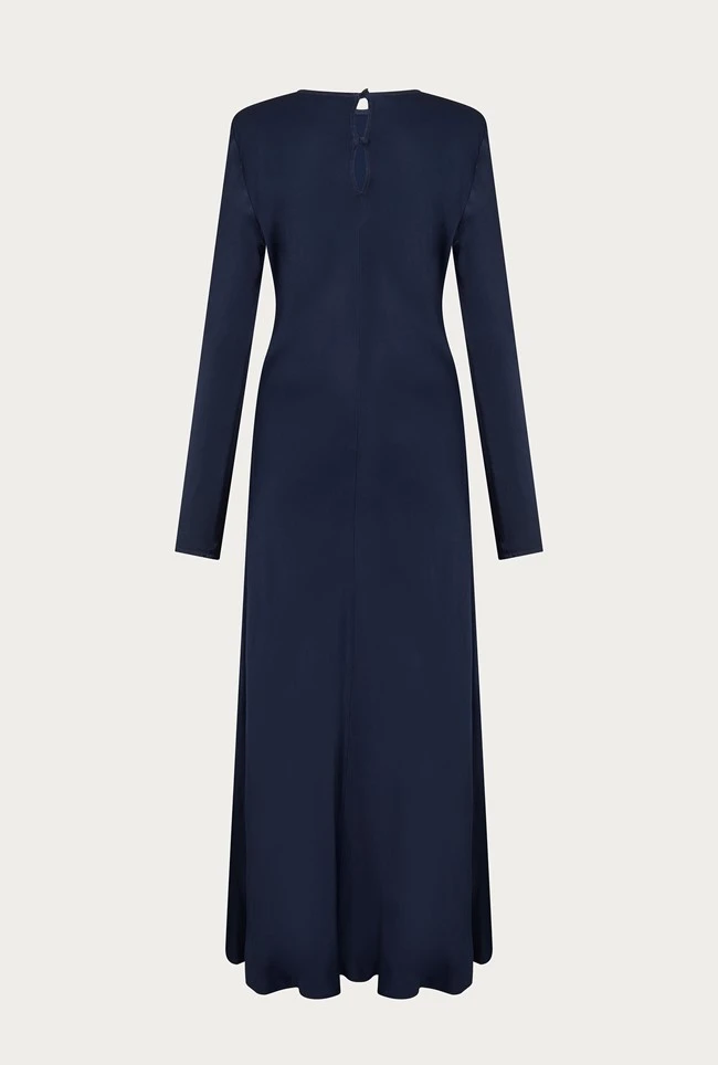 Mari Satin Midi Dress Navy 11 Mari Satin Midi Dress Navy - Image 9