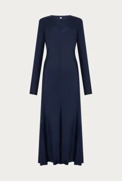 Mari Satin Midi Dress Navy 18 Mari Satin Midi Dress Navy -Ghost Fashion Store D06G041 K10 26841 650px 964px