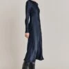 Mari Satin Midi Dress Navy -Ghost Fashion Store D06G041 K10 28457 650px 964px