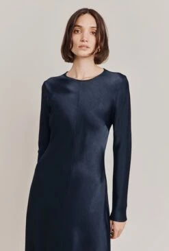 Mari Satin Midi Dress Navy 13 Mari Satin Midi Dress Navy -Ghost Fashion Store D06G041 K10 28458 650px 964px
