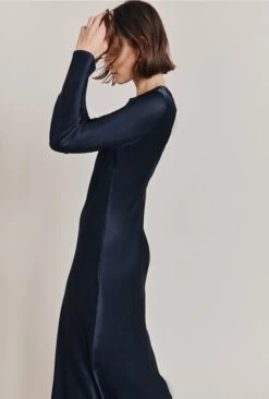 Mari Satin Midi Dress Navy 14 Mari Satin Midi Dress Navy -Ghost Fashion Store D06G041 K10 28459 650px 964px