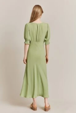 Coco Crepe Midi Dress Leaf Green -Ghost Fashion Store D06G043A J22 27569 650px 964px