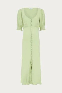 Coco Crepe Midi Dress Leaf Green -Ghost Fashion Store D06G043A J22 27570 650px 964px