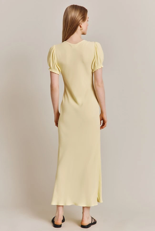 Poet Crepe Midi Dress Yellow 6 Poet Crepe Midi Dress Yellow - Image 4