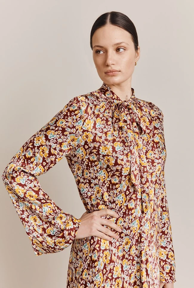 Ayla Satin Midi Dress Sandy Floral 3 Ayla Satin Midi Dress Sandy Floral