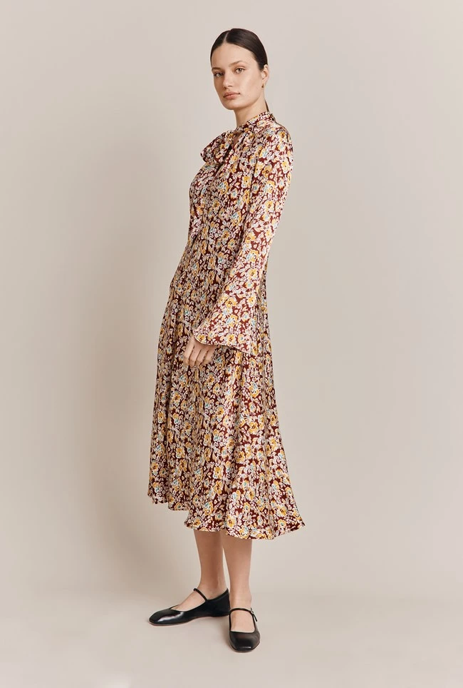 Ayla Satin Midi Dress Sandy Floral 4 Ayla Satin Midi Dress Sandy Floral - Image 2