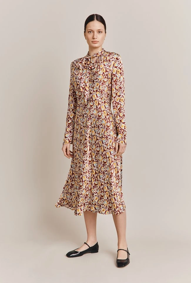 Ayla Satin Midi Dress Sandy Floral 5 Ayla Satin Midi Dress Sandy Floral - Image 3