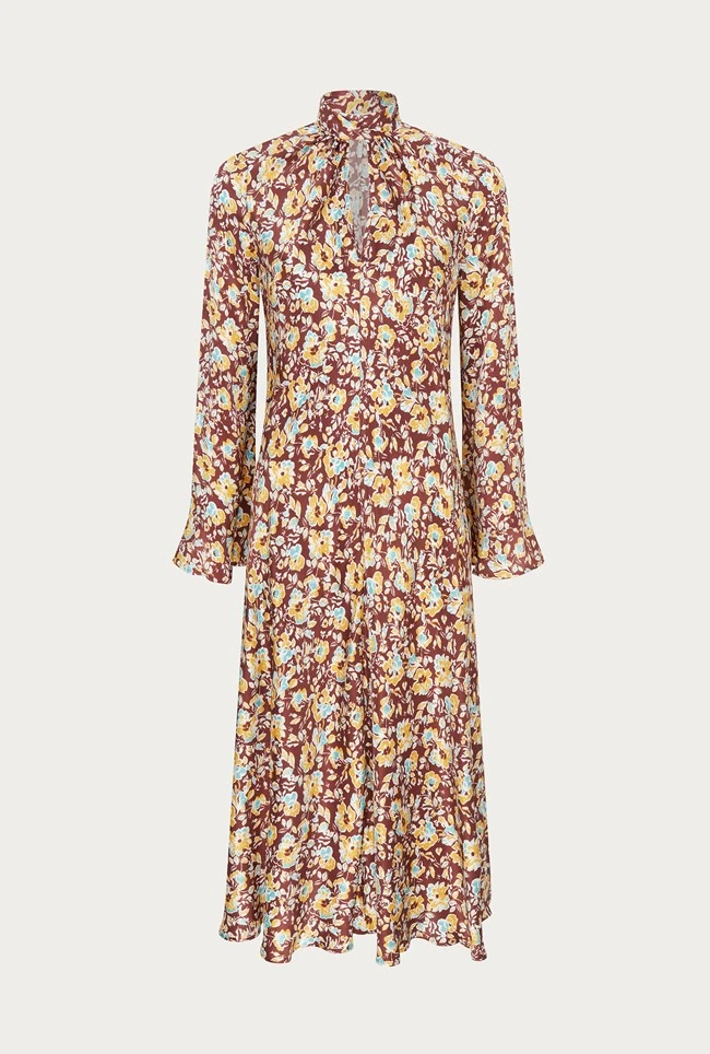 Ayla Satin Midi Dress Sandy Floral 8 Ayla Satin Midi Dress Sandy Floral - Image 6