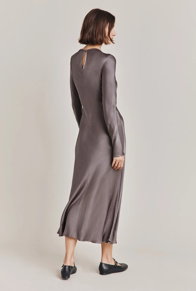 Freya Satin Midi Dress Grey 6 Freya Satin Midi Dress Grey - Image 4