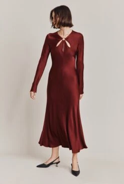 Freya Satin Midi Dress Port -Ghost Fashion Store D06G048 G30 28768 650px 964px