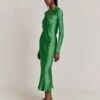 Freya Satin Midi Dress Grass -Ghost Fashion Store D06G048 J10 27037 650px 964px