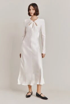 Freya Satin Midi Dress Ivory 17 Freya Satin Midi Dress Ivory -Ghost Fashion Store D06G048 M12 28468 650px 964px