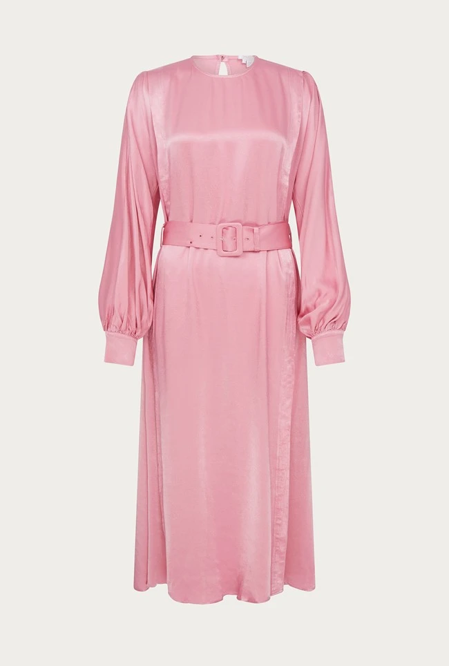 Delia Midi Satin Dress Pink 7 Delia Midi Satin Dress Pink - Image 5