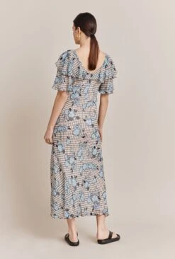 Birdie Crepe Midi Dress Blue Gingham 11 Birdie Crepe Midi Dress Blue Gingham -Ghost Fashion Store D06G053 Z99 27468 650px 964px