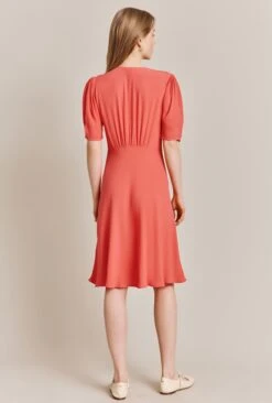 Mia Crepe Knee Length Dress Coral 10 Mia Crepe Knee Length Dress Coral -Ghost Fashion Store D06G060 F05 27672 650px 964px