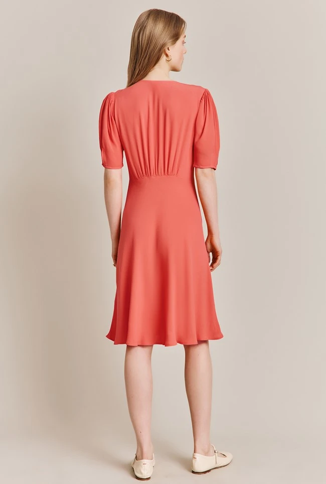 Mia Crepe Knee Length Dress Coral 6 Mia Crepe Knee Length Dress Coral - Image 4