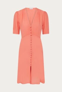 Mia Crepe Knee Length Dress Coral 11 Mia Crepe Knee Length Dress Coral -Ghost Fashion Store D06G060 F05 27673 650px 964px