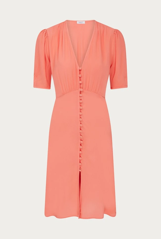 Mia Crepe Knee Length Dress Coral 7 Mia Crepe Knee Length Dress Coral - Image 5