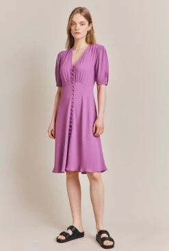 Mia Crepe Knee Length Dress Mauve 9 Mia Crepe Knee Length Dress Mauve -Ghost Fashion Store D06G060 L12 27675 650px 964px