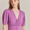 Mia Crepe Knee Length Dress Mauve -Ghost Fashion Store D06G060 L12 27676 650px 964px