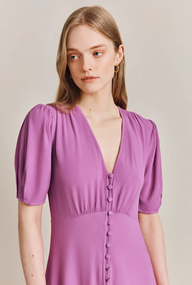 Mia Crepe Knee Length Dress Mauve 3 Mia Crepe Knee Length Dress Mauve